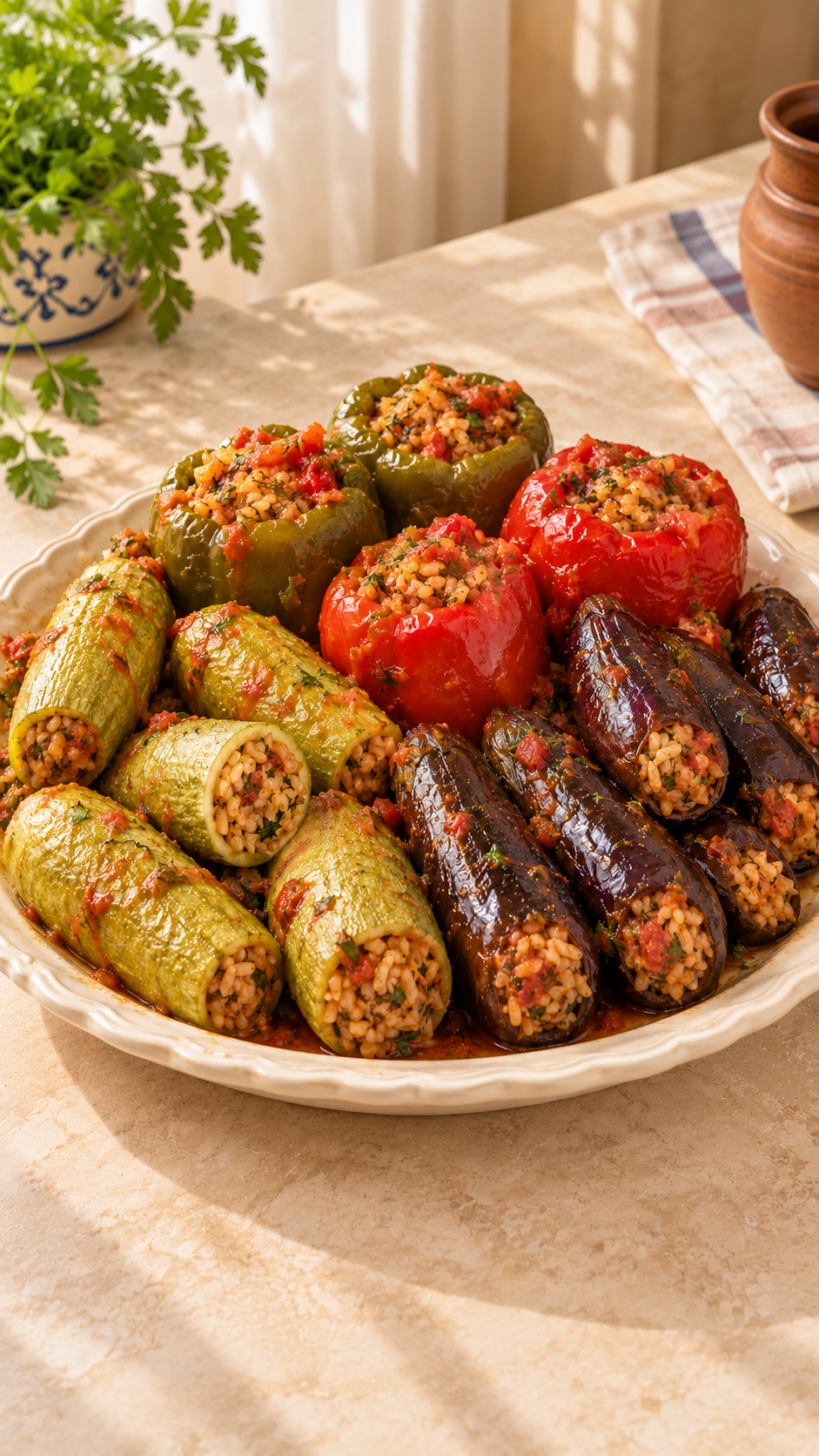 Mixed Stuffed Vegetables + Cooking Broth