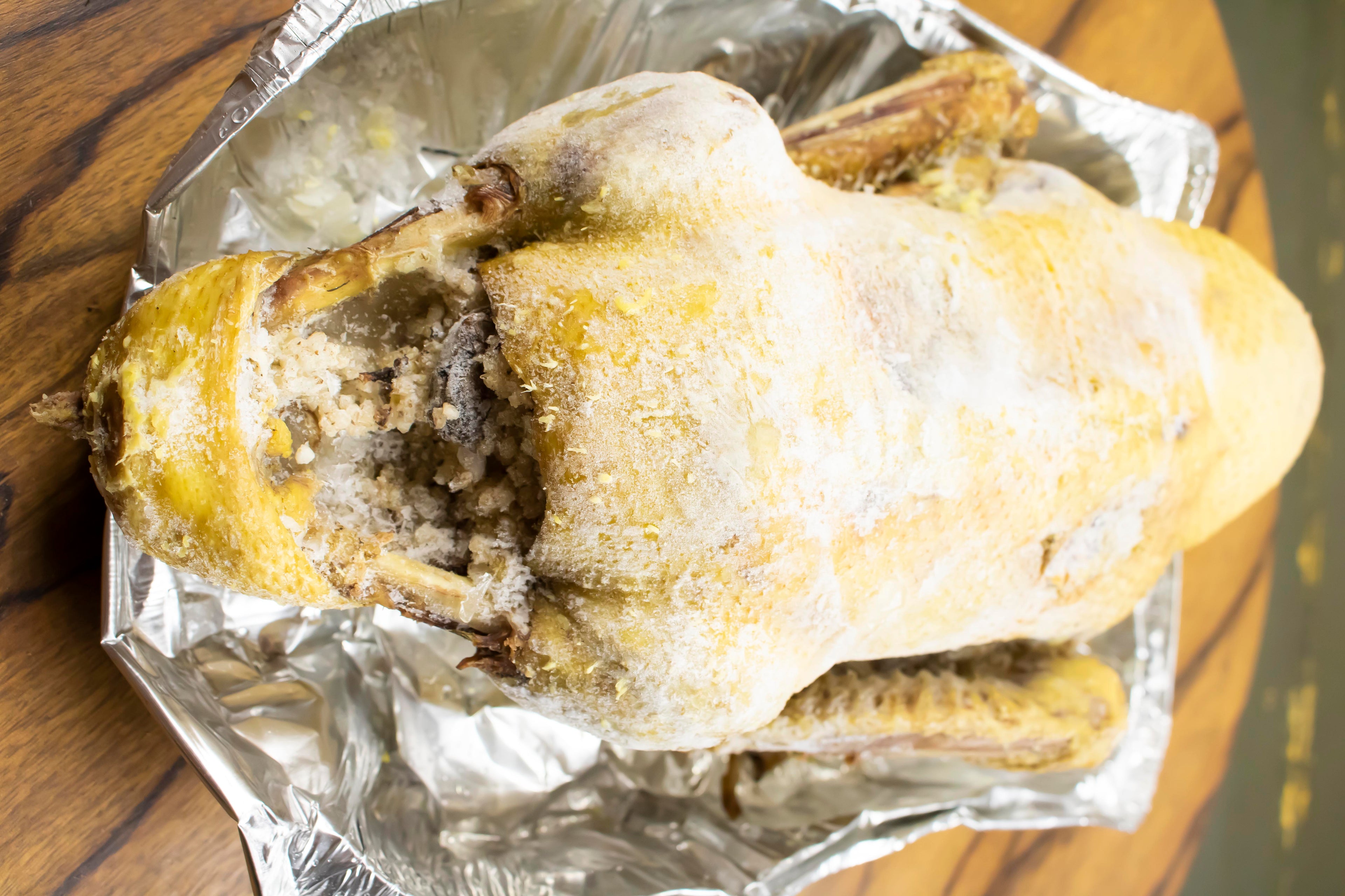 Stuffed Duck Ready for Browning with Broth