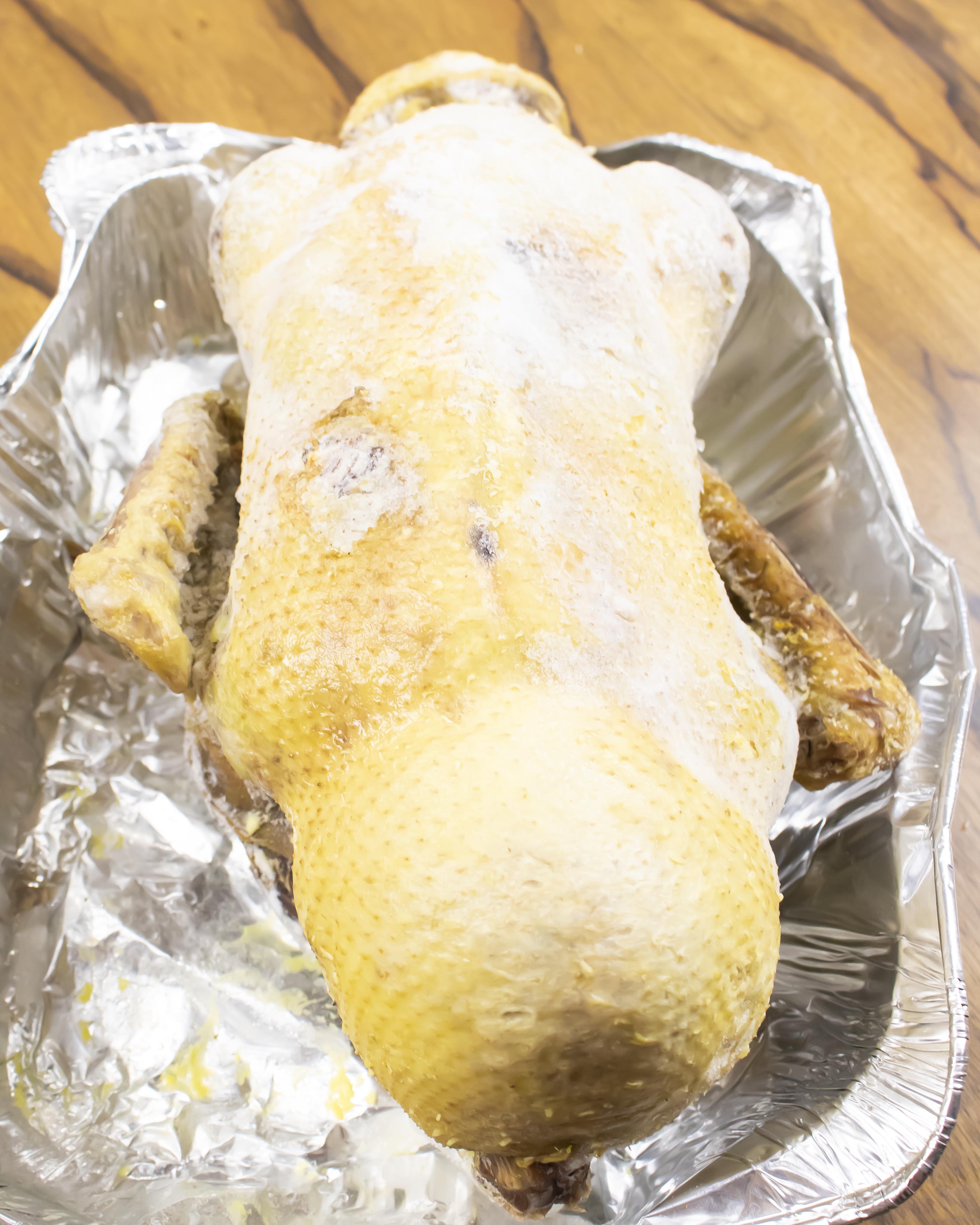 Stuffed Duck Ready for Browning with Broth